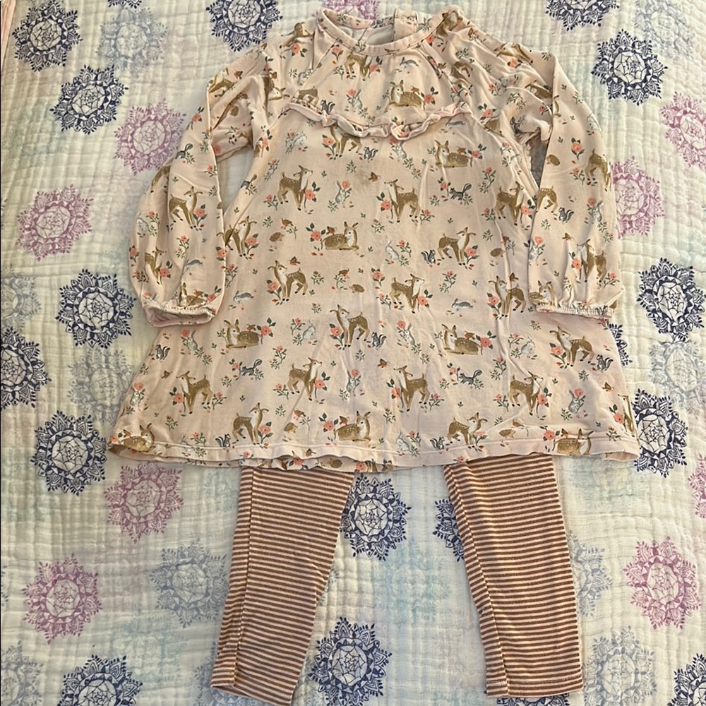 Angel Dear Kids Matching Set with Animal Print and Striped Pants size 3